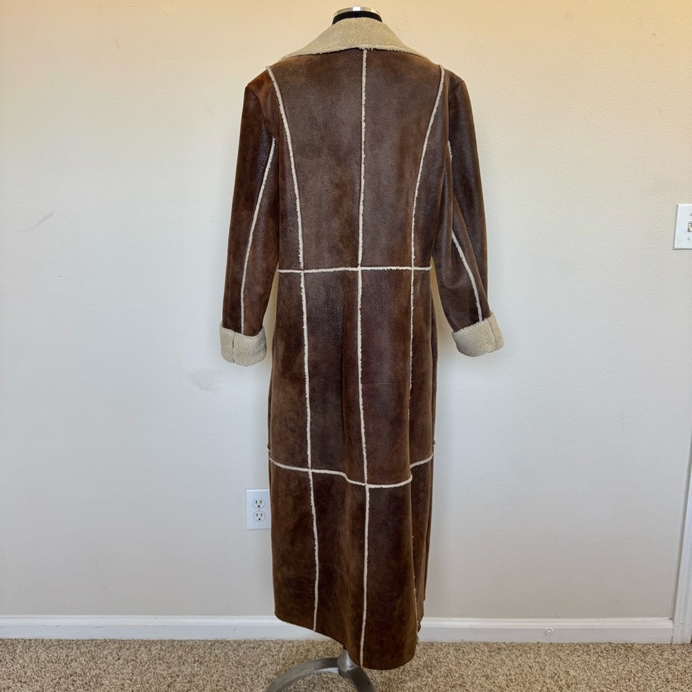 Vintage Wilsons Leather Pelle Studio Shearling Long Coat Brown Size Large - Picture 3 of 10